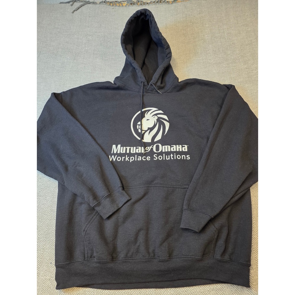 Gildan Heavy Blend Hoodie Men's XL Black Mutual of Omaha Lion Graphic Pullover